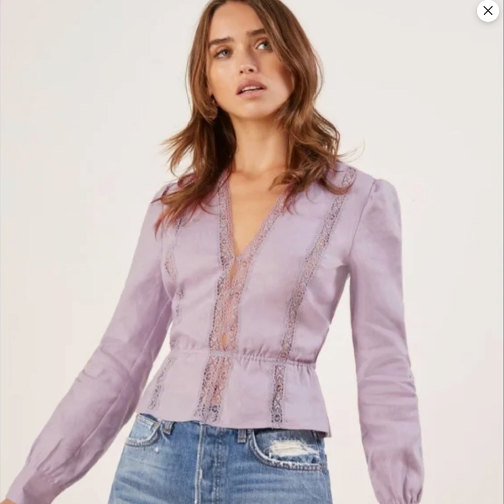Reformation Lavender Lace Blouse